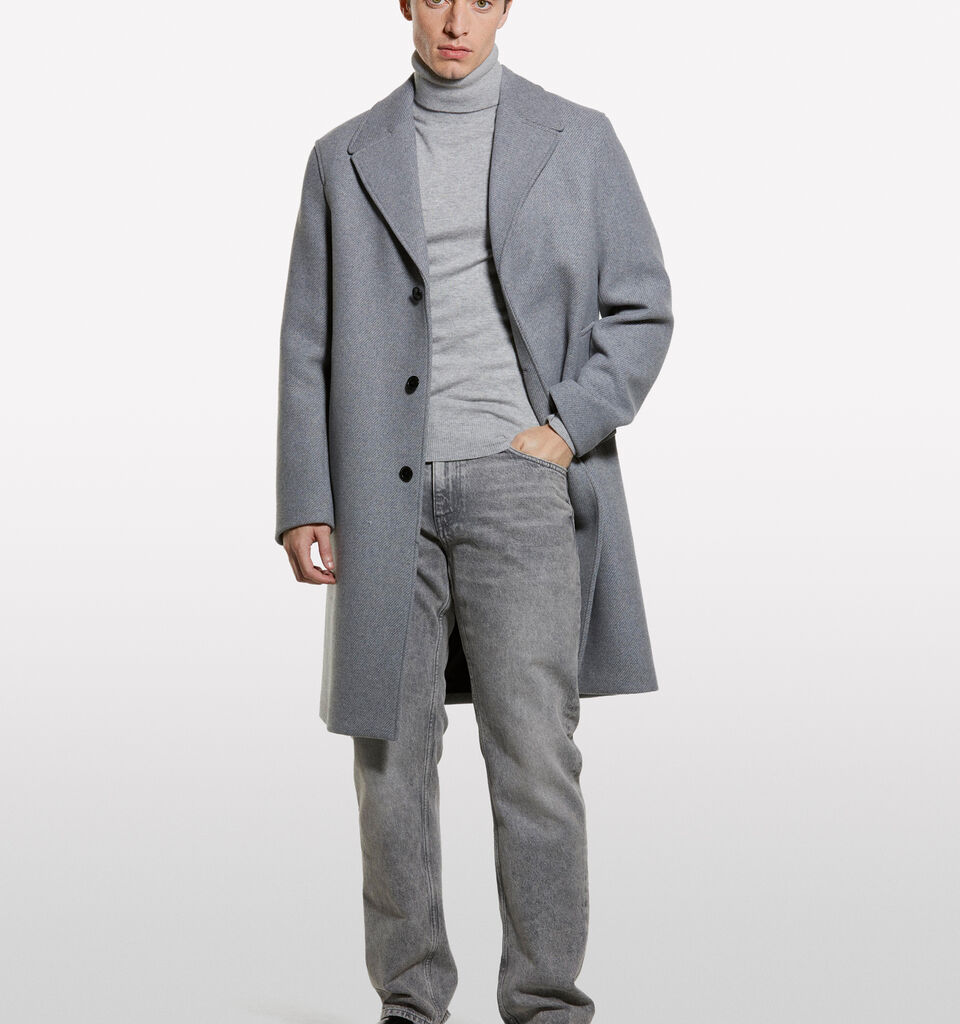 Pull gris coupe classique à col montant - pulls col montant pour homme - Gris | Sisley image number 1